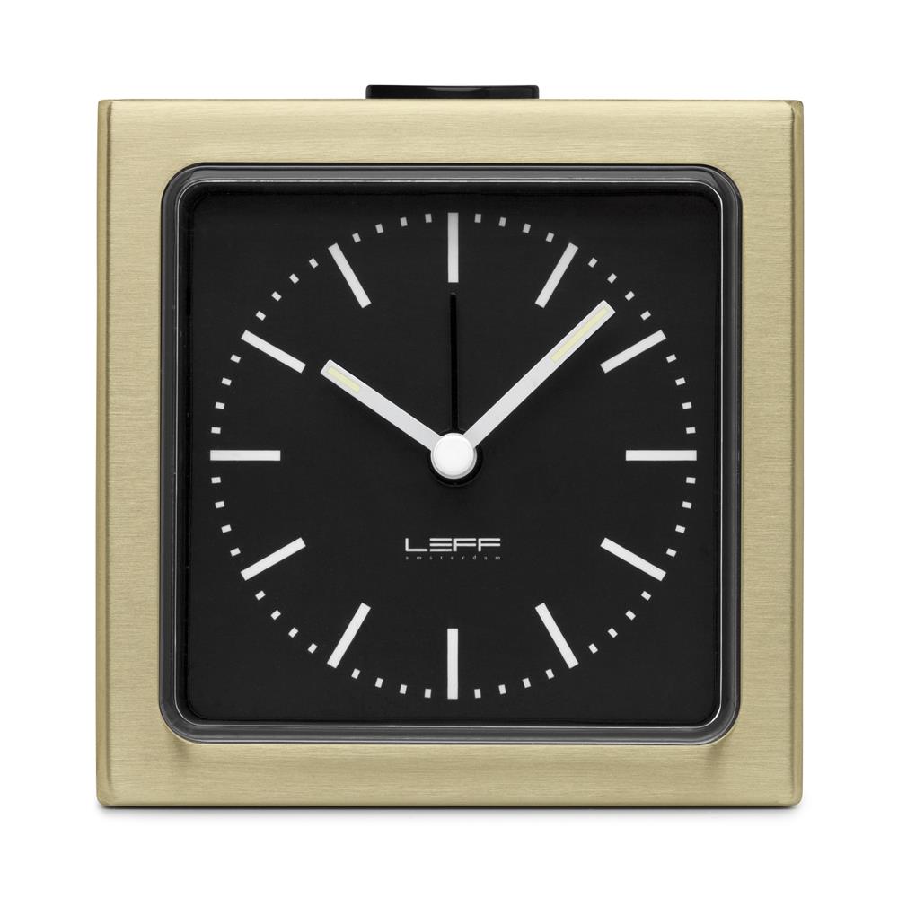 Leff Amsterdam LT90301 Sheng Bang wall/desk alarm clock block brass black index